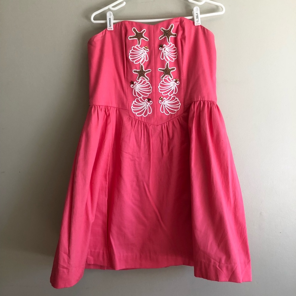 Strapless nautical pink Lily Pulitzer dress
